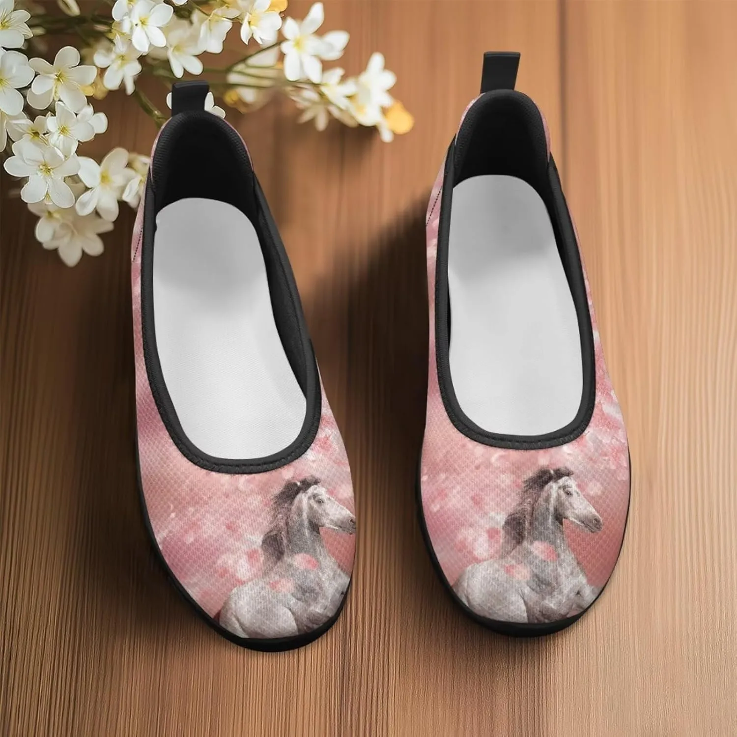 Walking Loafers Sneakers Horse Flats Womens Low Cut Shoes Casual Workout Office Comfort Low Cut Shoe Lightweight Mesh Athletic Sneaker