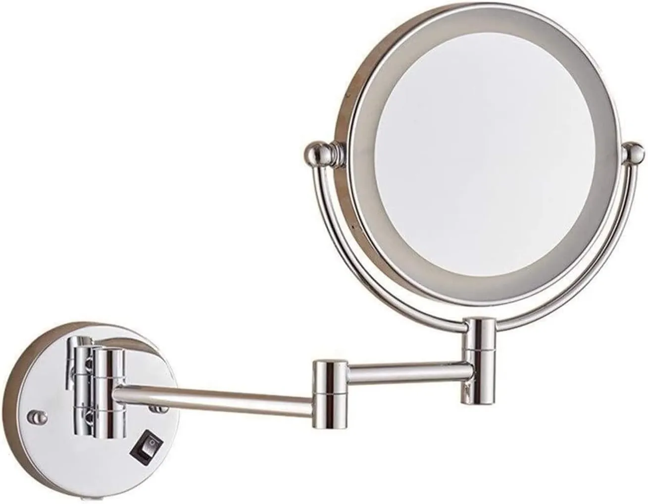 Wall-Mounted Makeup Mirror Wall-Mounted Beauty Mirror 8 Inch Folding Vanity Mirror 3X Magnification Telescopic Double-Sided Makeup