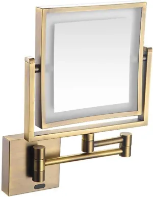 Wall Mounted Makeup Mirror with LED Lighted, 3X Magnification, 360 Degree Swivel, Two-Sided Extendable, 8 inch Rectangle, Extendable Arm, for Bathroom (Color : Matte Black, Size : Plug)