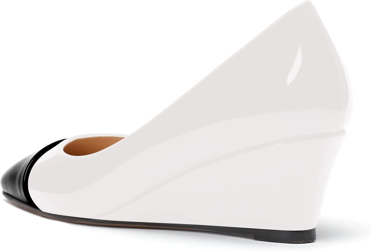 WAYDERNS Women's Matte Square Toe Slip On Solid Wedge Low Heel Pumps Office Work Dress Shoes 2 Inch