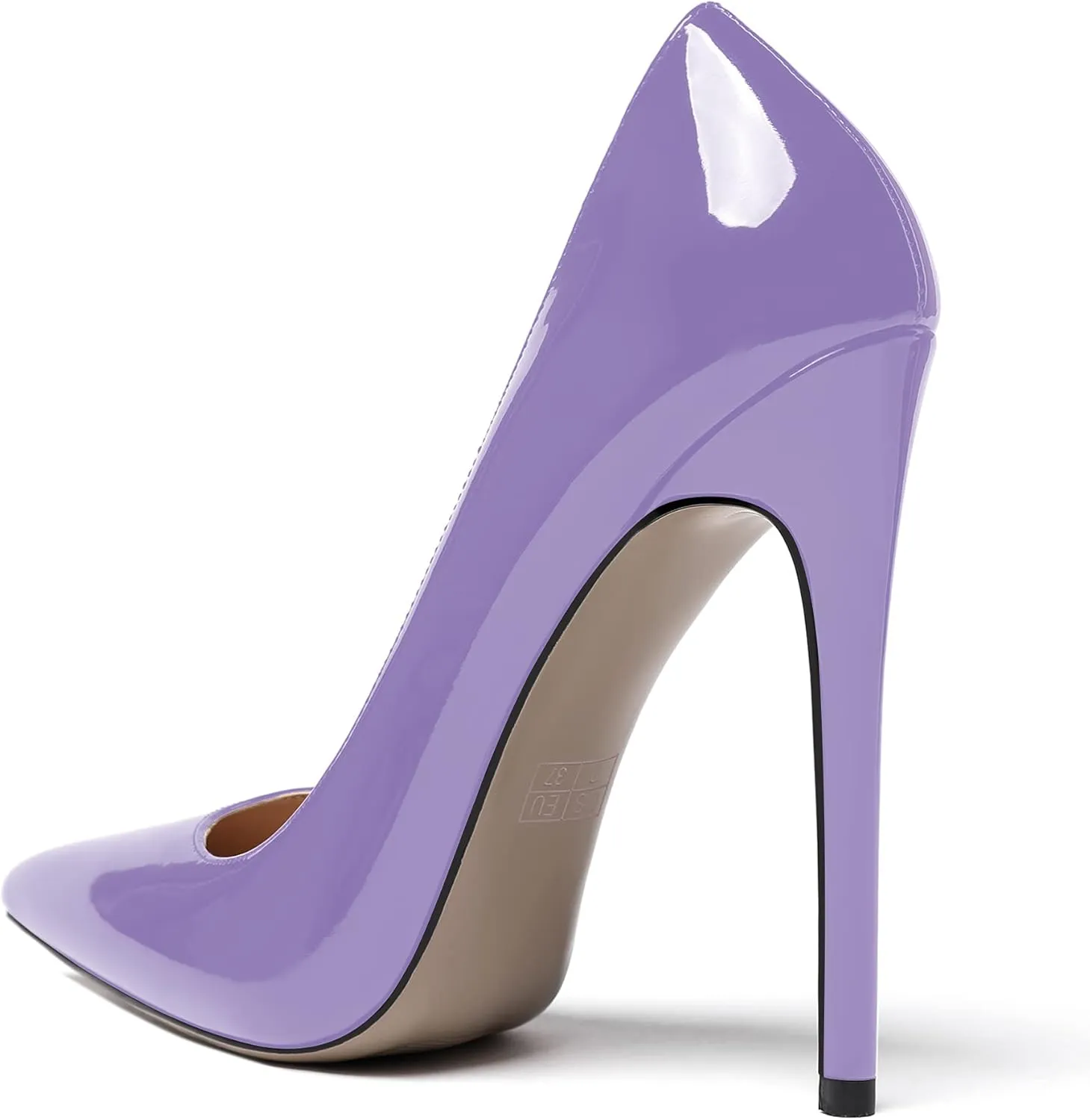 WAYDERNS Women's Patent Slim Pointed Toe Slip On Solid Stiletto High Heel Pumps Shoes 4.7 Inch