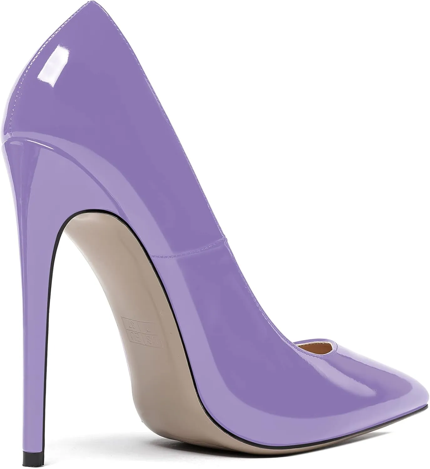 WAYDERNS Women's Patent Slim Pointed Toe Slip On Solid Stiletto High Heel Pumps Shoes 4.7 Inch