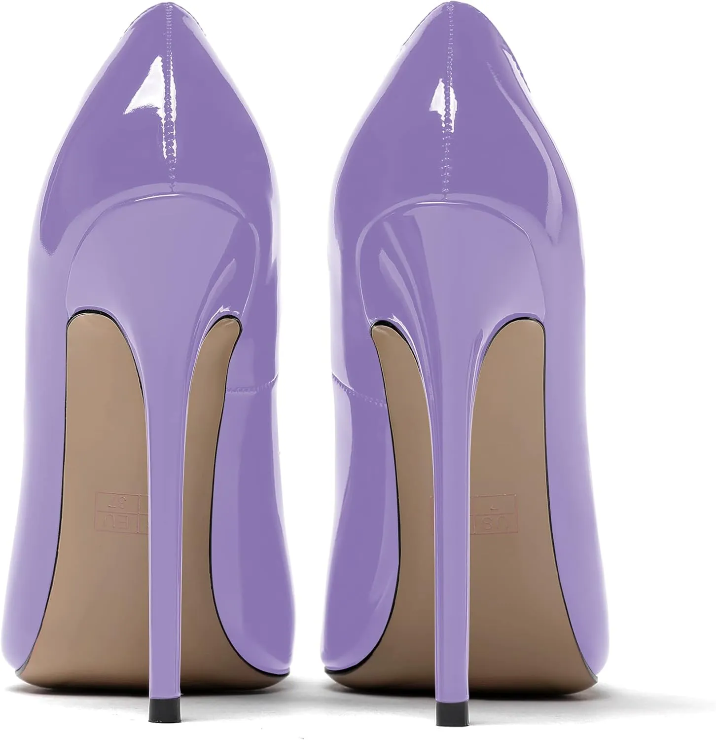 WAYDERNS Women's Patent Slim Pointed Toe Slip On Solid Stiletto High Heel Pumps Shoes 4.7 Inch