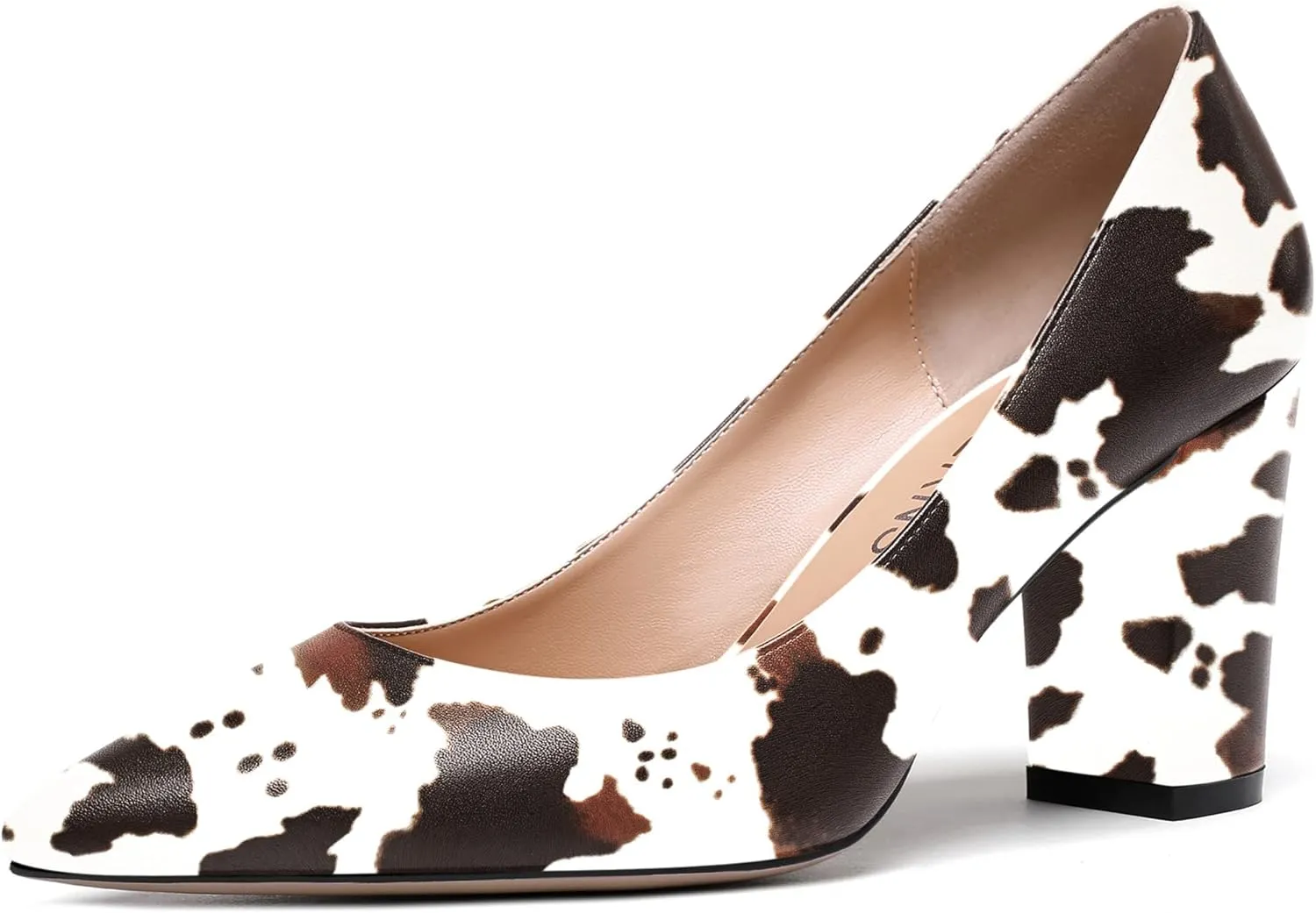 WAYDERNS Women's Slip On Matte Pointed Toe Block High Heel Pumps Shoes 3.5 Inch