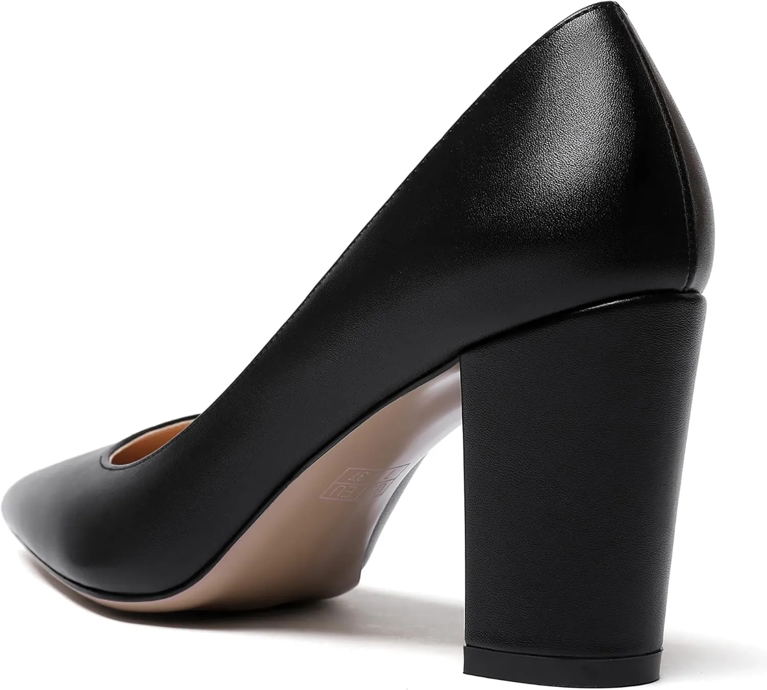 WAYDERNS Women's Slip On Matte Pointed Toe Block High Heel Pumps Shoes 3.5 Inch