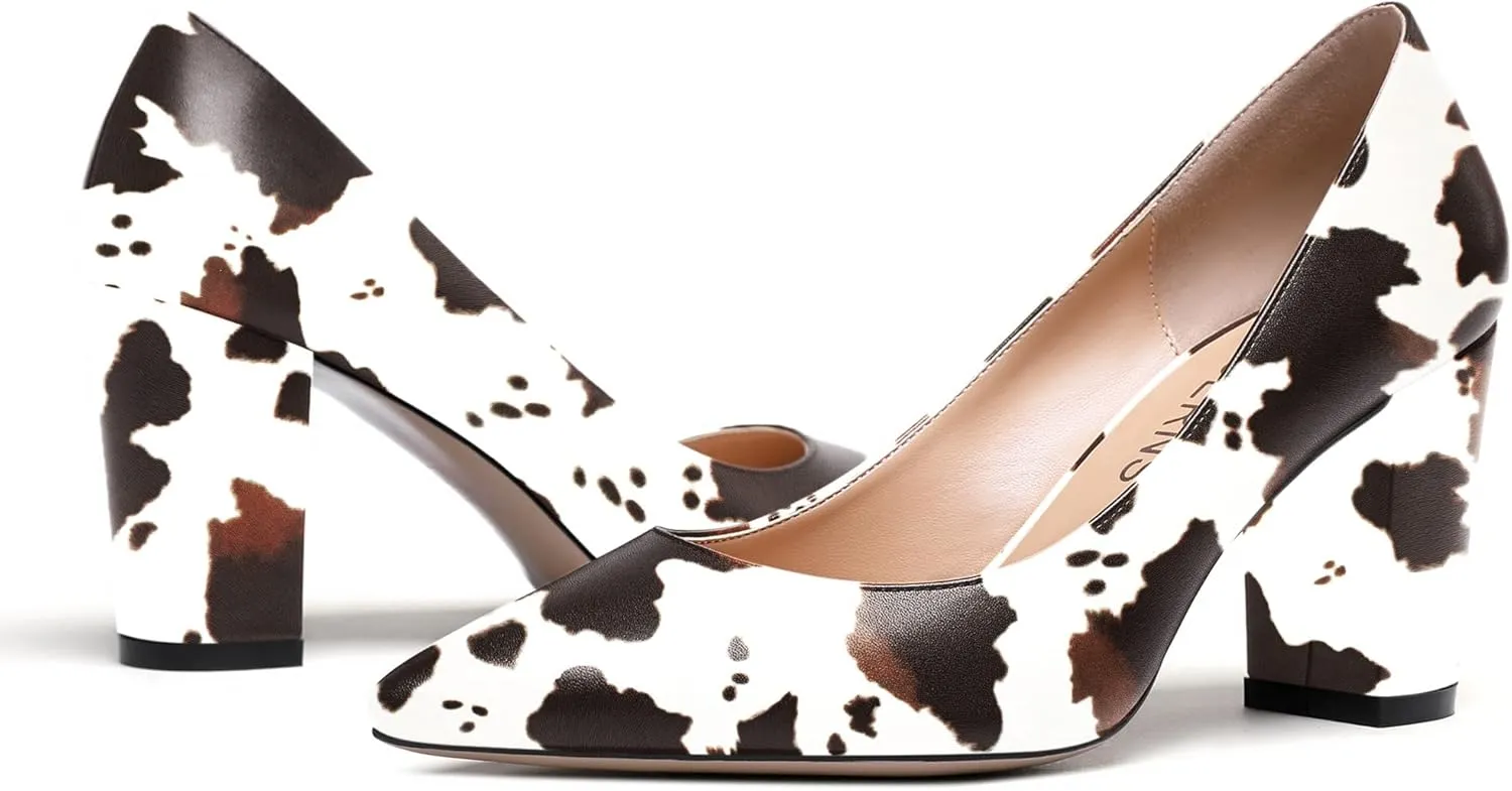WAYDERNS Women's Slip On Matte Pointed Toe Block High Heel Pumps Shoes 3.5 Inch
