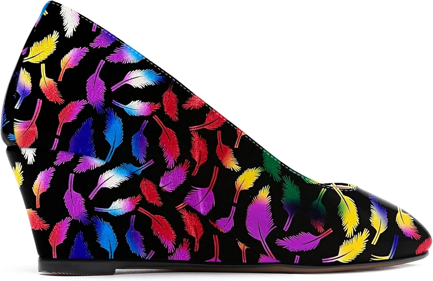 WAYDERNS Women's Slip On Patent Leather Square Toe Low Heel Wedge Pumps Shoes 2 Inch