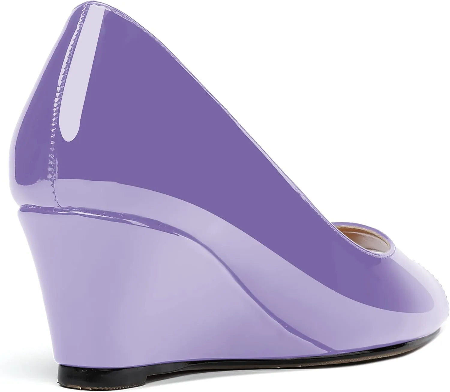WAYDERNS Women's Slip On Peep Toe Patent Leather Wedge Low Heel Pumps Shoes 2 Inch