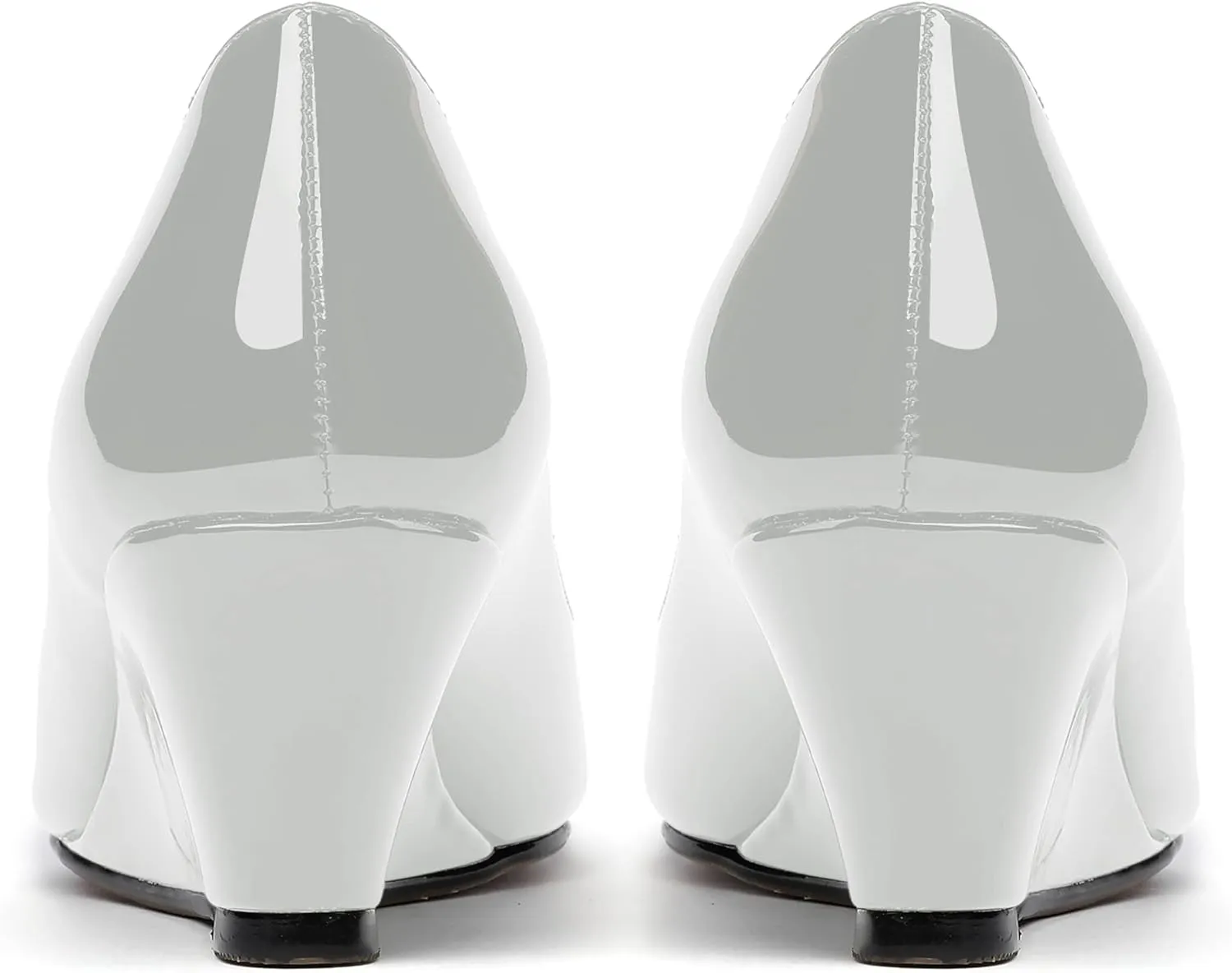 WAYDERNS Women's Slip On Peep Toe Patent Leather Wedge Low Heel Pumps Shoes 2 Inch
