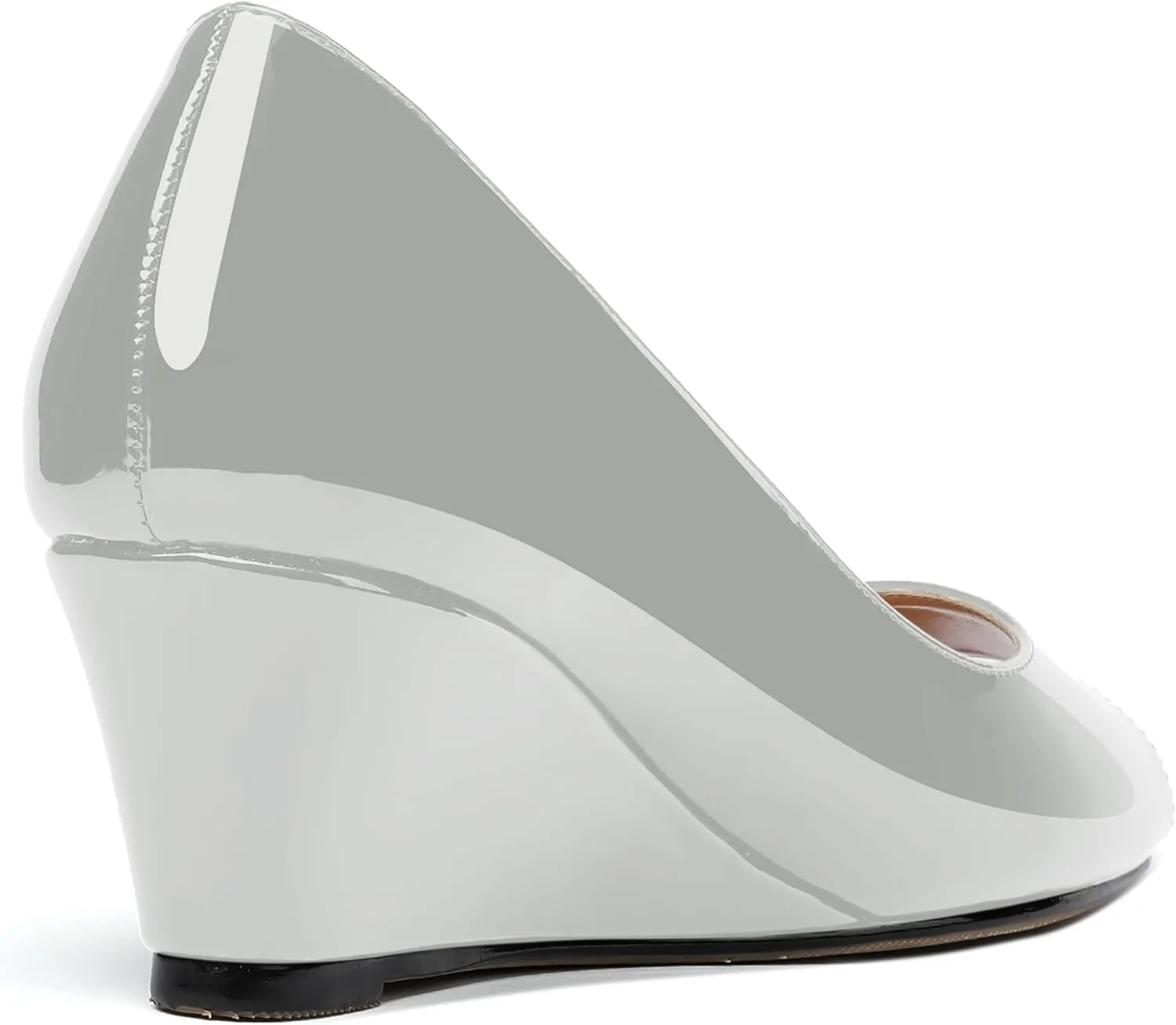 WAYDERNS Women's Slip On Peep Toe Patent Leather Wedge Low Heel Pumps Shoes 2 Inch