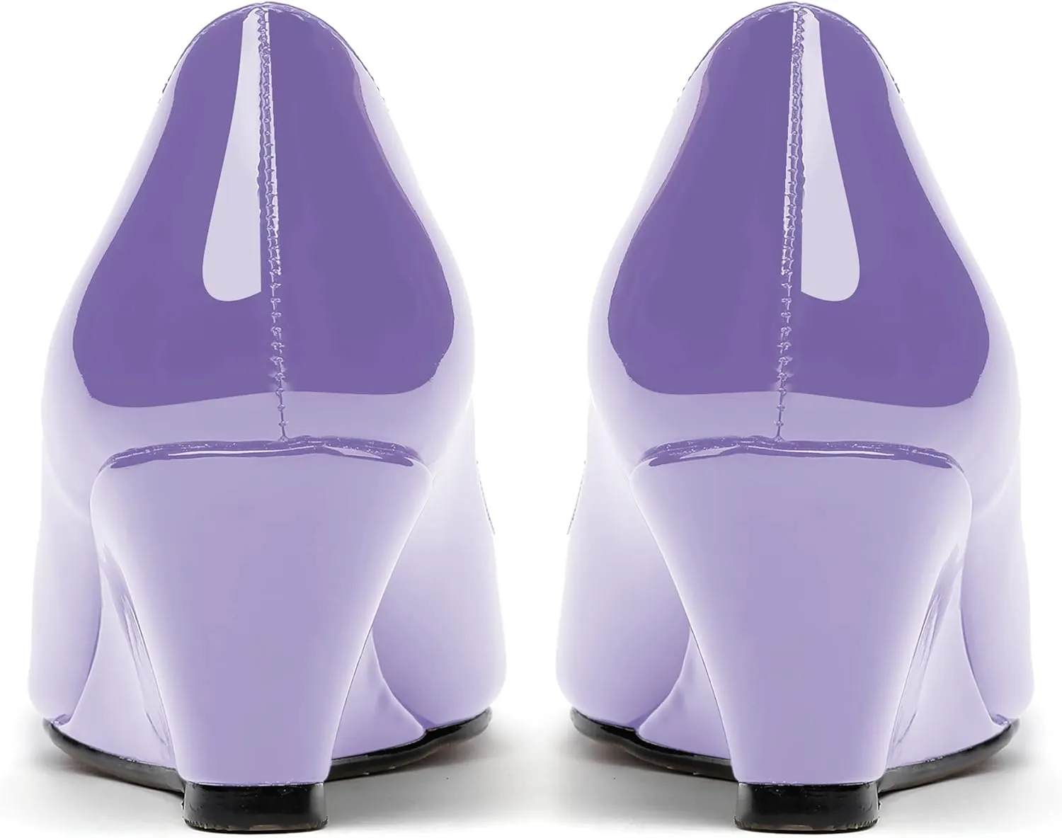 WAYDERNS Women's Slip On Peep Toe Patent Leather Wedge Low Heel Pumps Shoes 2 Inch