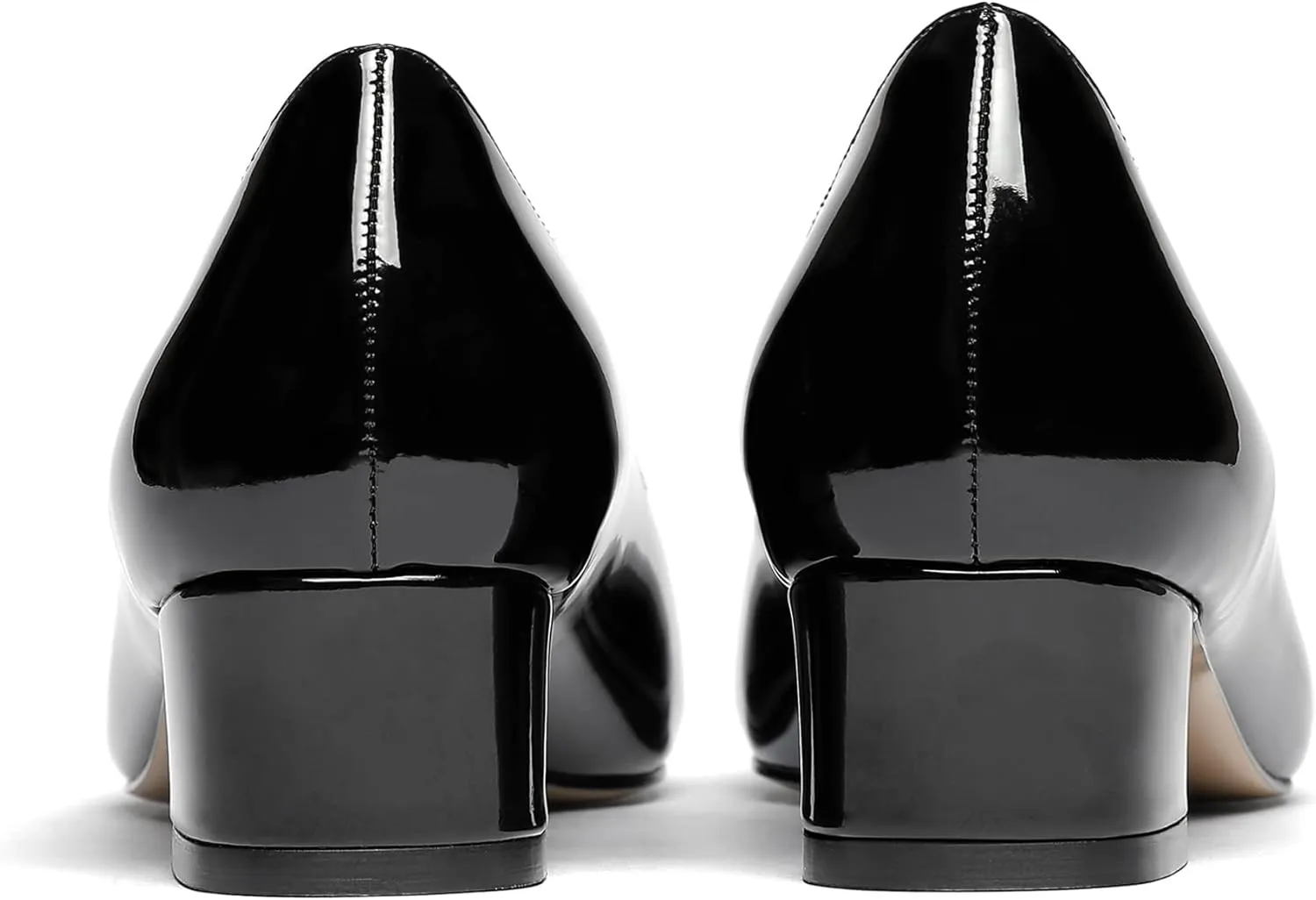 WAYDERNS Women's Square Toe Slip On Patent Chunky Low Heel Pumps Shoes 1.5 Inch