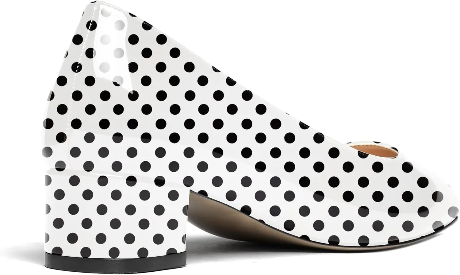 WAYDERNS Women's Square Toe Slip On Patent Chunky Low Heel Pumps Shoes 1.5 Inch