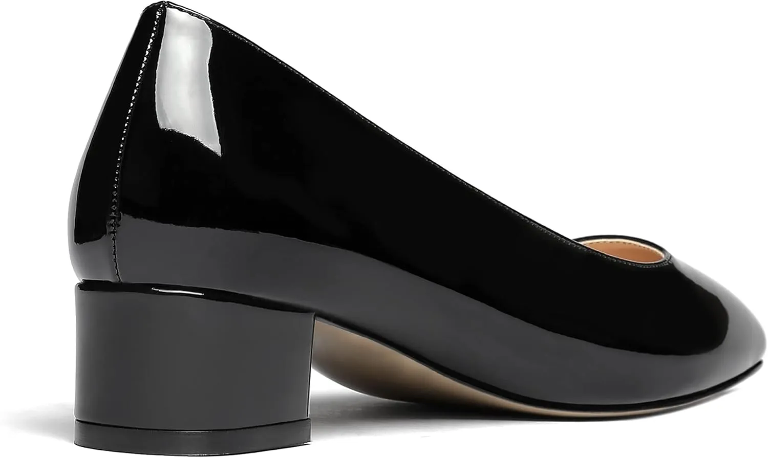 WAYDERNS Women's Square Toe Slip On Patent Chunky Low Heel Pumps Shoes 1.5 Inch