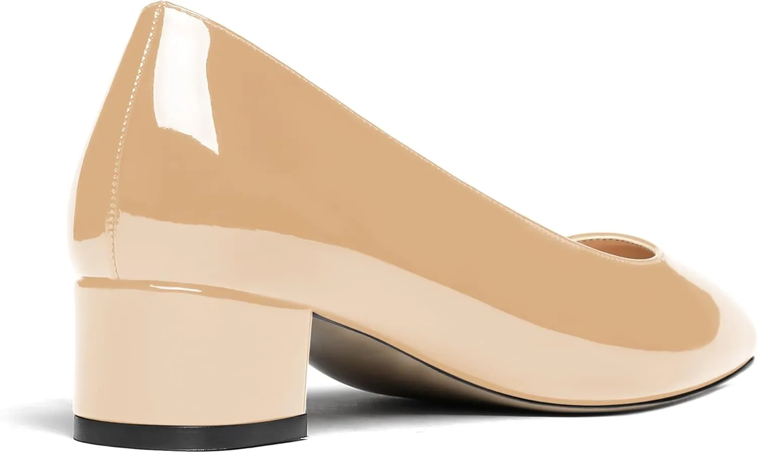 WAYDERNS Women's Square Toe Slip On Patent Chunky Low Heel Pumps Shoes 1.5 Inch