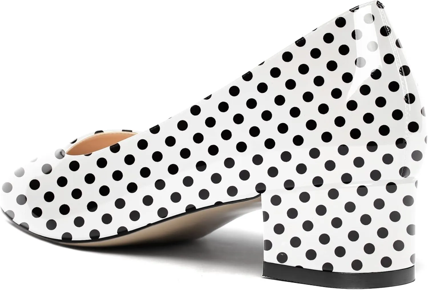 WAYDERNS Women's Square Toe Slip On Patent Chunky Low Heel Pumps Shoes 1.5 Inch