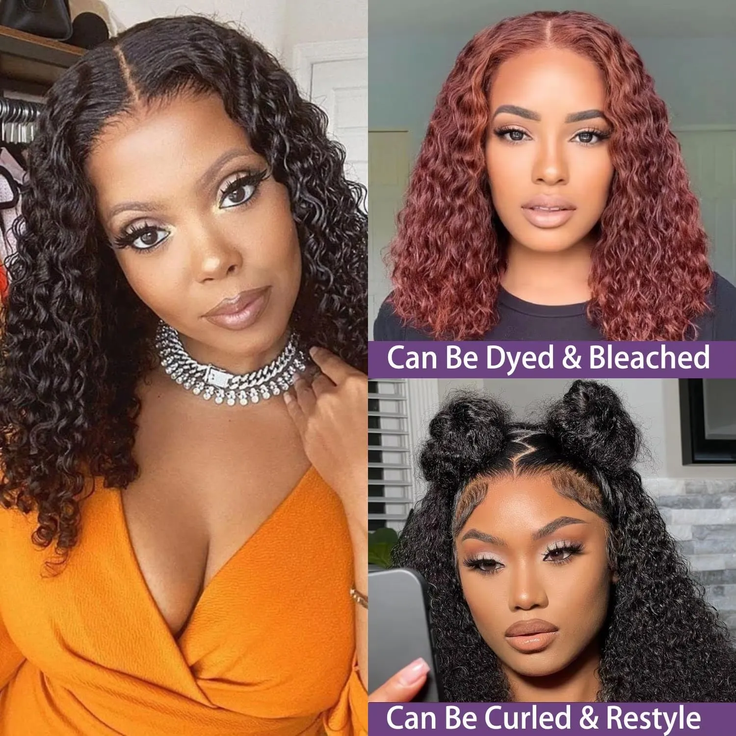Wear and Go Glueless Wigs Curly Bob Wig Human Hair Pre Plucked Pre Cut Short Curly Human Hair Wig 5x5 Hd Lace Closure Deep Curly Wig for Beginners Natural Black 14 inch
