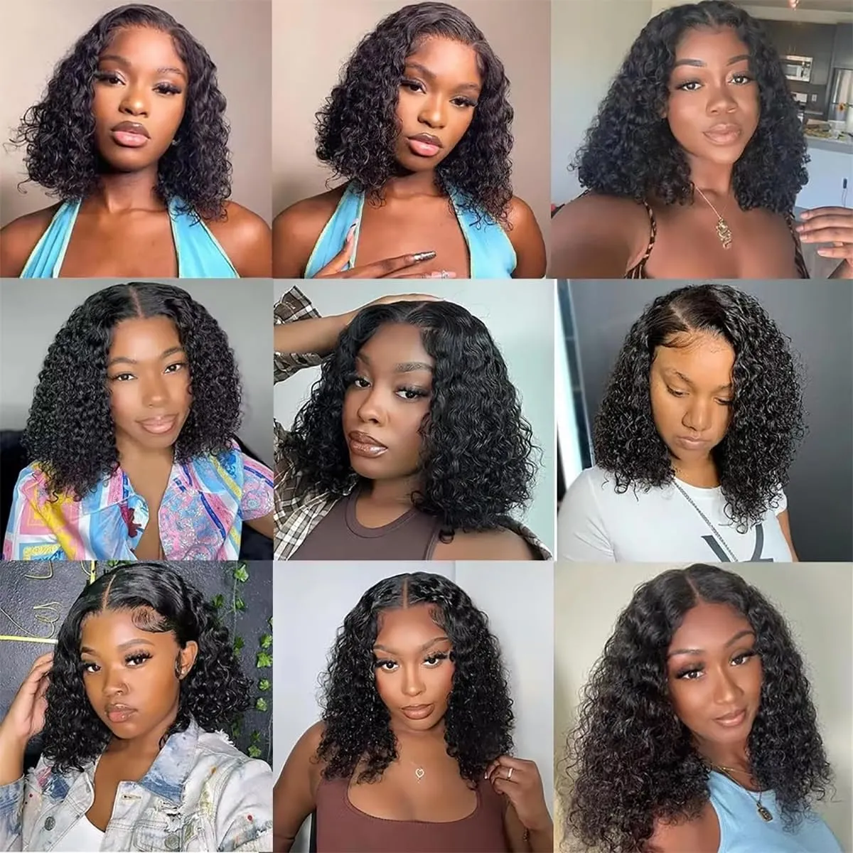Wear and Go Glueless Wigs Curly Bob Wig Human Hair Pre Plucked Pre Cut Short Curly Human Hair Wig 5x5 Hd Lace Closure Deep Curly Wig for Beginners Natural Black 14 inch