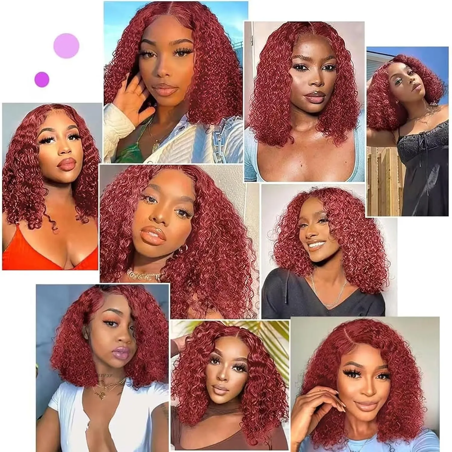 Wear and Go Glueless Wigs Human Hair Pre Plucked Pre Cut Reddish Brown Curly Bob Lace Closure Wigs 4x4 HD Lace Closure Wigs Human Hair For Black Women Deep Wave Lace Front Wig 14 Inch