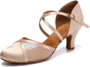 Women Ballroom Dance Shoes Closed Toe Latin Salsa Performance Dancing Shoes Low Heel