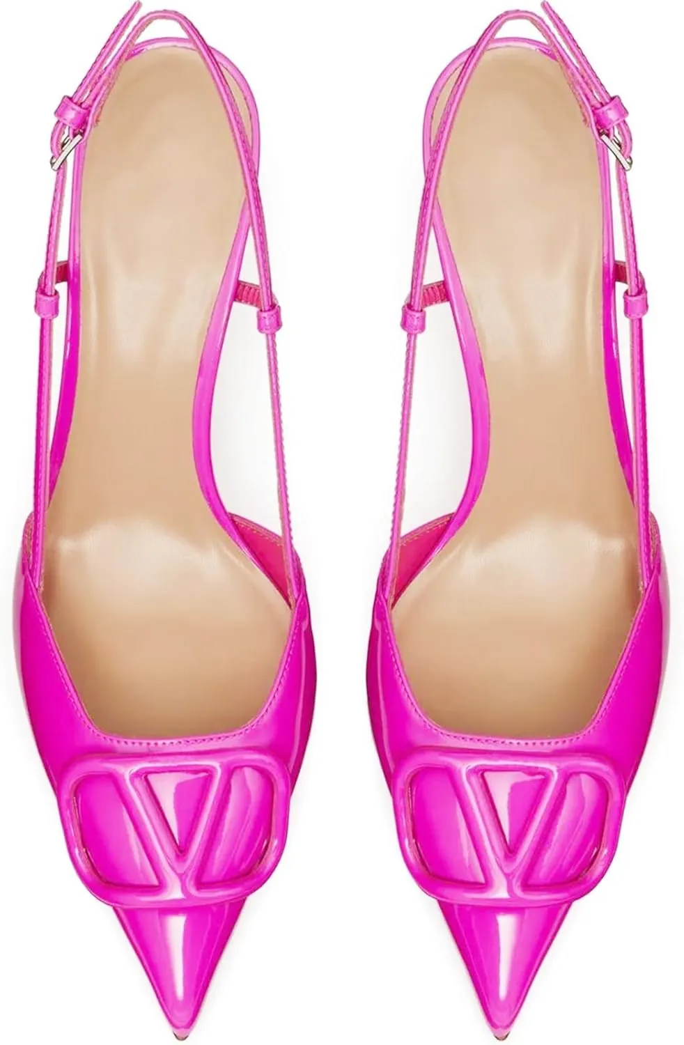Women Heeled Slingback Sandals Closed Pointed Toe Stiletto High Heels Patent Leather Pumps Slip-On Backless Evening Prom Party Dress Shoes