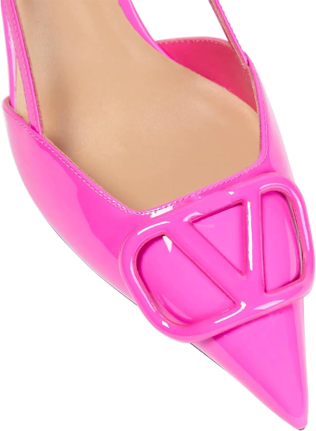 Women Heeled Slingback Sandals Closed Pointed Toe Stiletto High Heels Patent Leather Pumps Slip-On Backless Evening Prom Party Dress Shoes