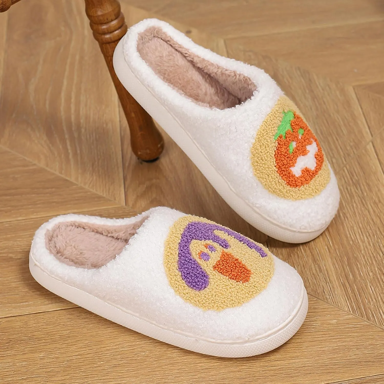 Women Retro Colorful Books Slippers Plush Warm House Slippers,Casual Home Shoes Soft Plush Slip-on Slippers Outdoor Indoor Bedroom Shoes