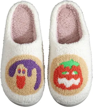 Women Retro Colorful Books Slippers Plush Warm House Slippers,Casual Home Shoes Soft Plush Slip-on Slippers Outdoor Indoor Bedroom Shoes