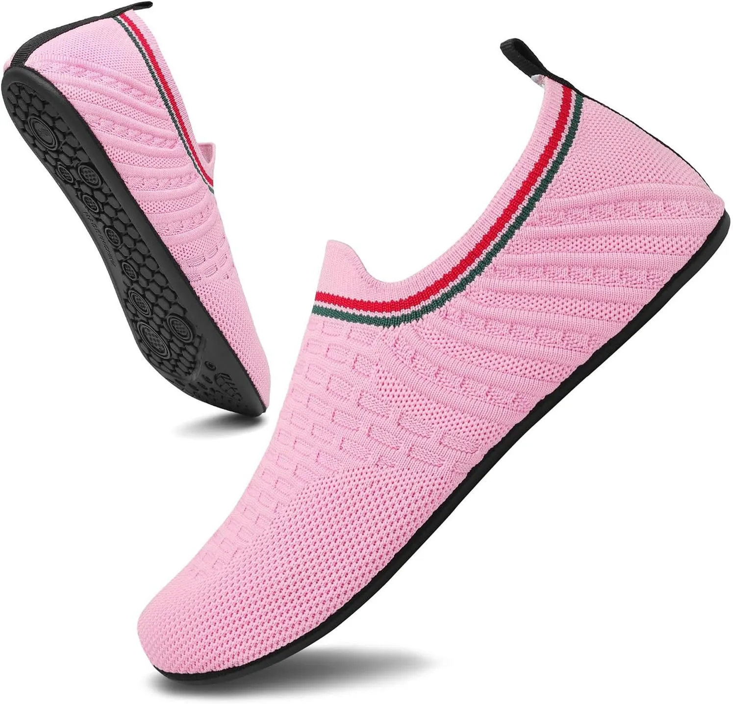 Women's and Men's Knitted Barefoot Flat Water Shoes Breathable Mesh Comfortable Lightweight Non-Slip Quick-Dry Aqua Socks Shoes for Beach Swim Yoga Exercise Sports
