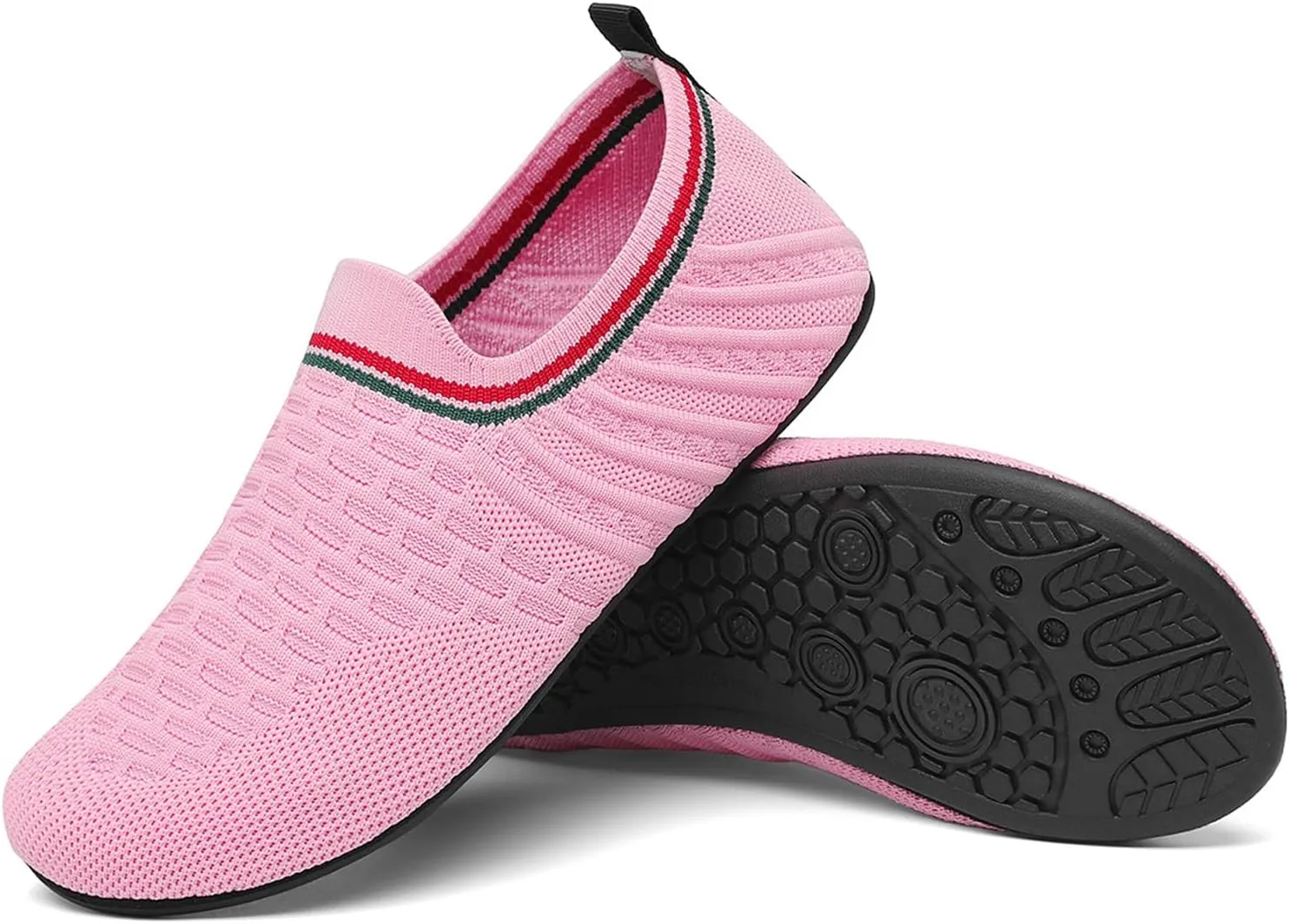 Women's and Men's Knitted Barefoot Flat Water Shoes Breathable Mesh Comfortable Lightweight Non-Slip Quick-Dry Aqua Socks Shoes for Beach Swim Yoga Exercise Sports