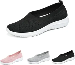 Women's Breathable Mesh Knitted Sneakers,Casual Fashion Non-Slip Walking Shoe Comfortable Soft Sole Slip-on Loafers Tennis Shoes