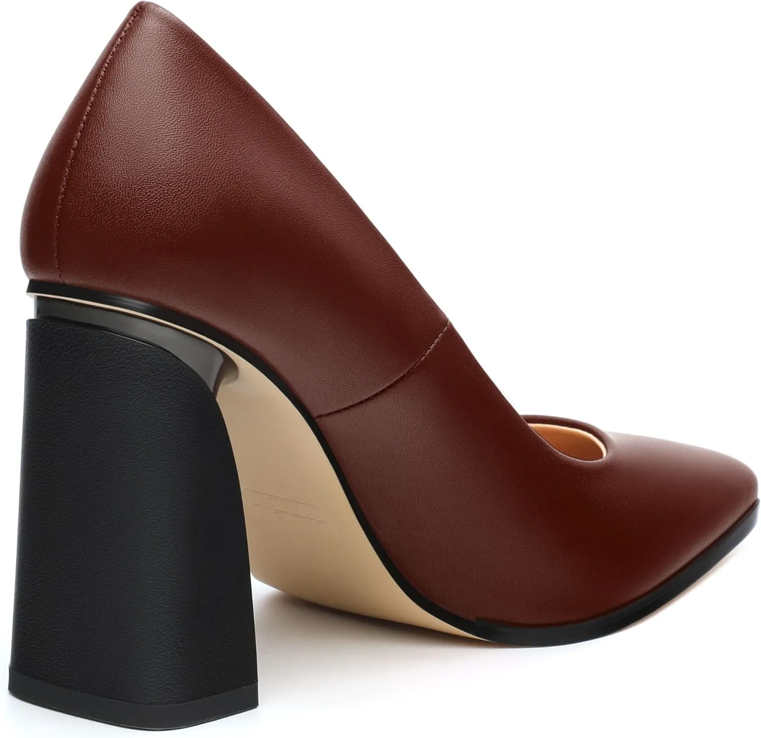 Women's Chunck Block High Heels Closed Pointed Toe Slip On Pumps Evening Wedding Party Office Work Shoes 3.5 Inch