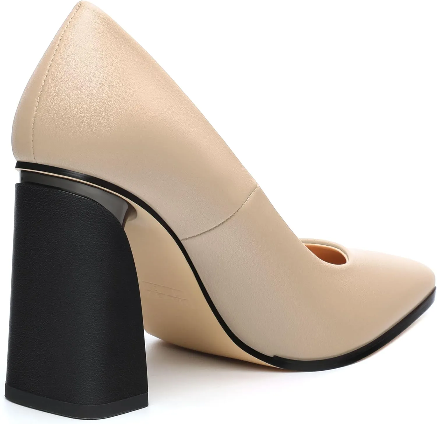 Women's Chunck Block High Heels Closed Pointed Toe Slip On Pumps Evening Wedding Party Office Work Shoes 3.5 Inch