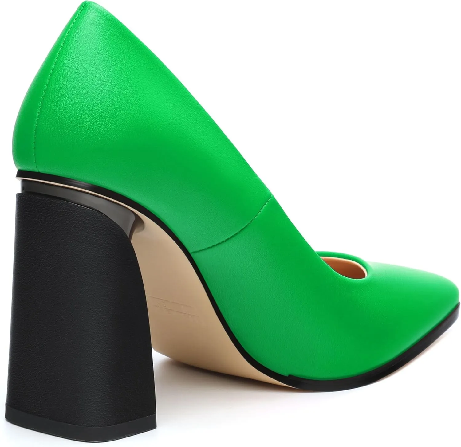 Women's Chunck Block High Heels Closed Pointed Toe Slip On Pumps Evening Wedding Party Office Work Shoes 3.5 Inch