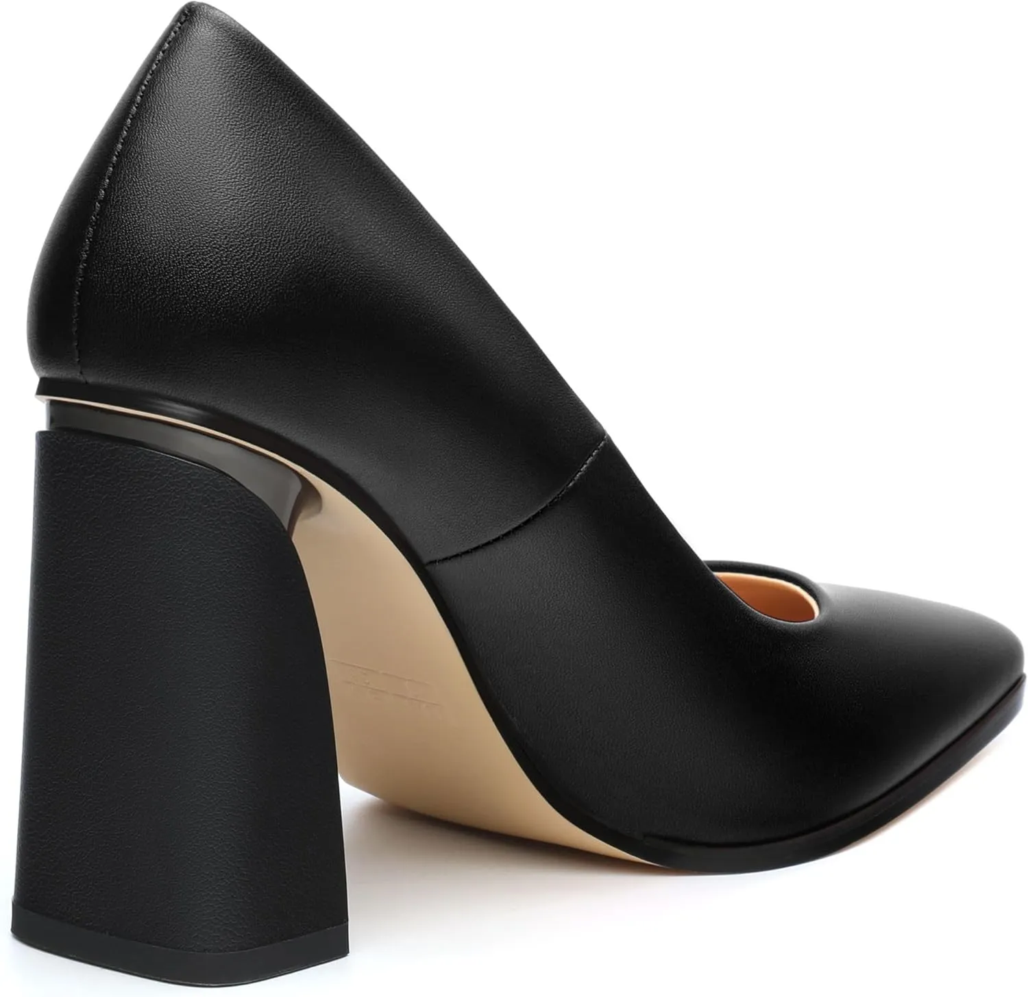 Women's Chunck Block High Heels Closed Pointed Toe Slip On Pumps Evening Wedding Party Office Work Shoes 3.5 Inch