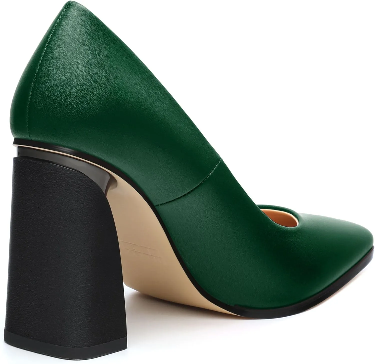 Women's Chunck Block High Heels Closed Pointed Toe Slip On Pumps Evening Wedding Party Office Work Shoes 3.5 Inch