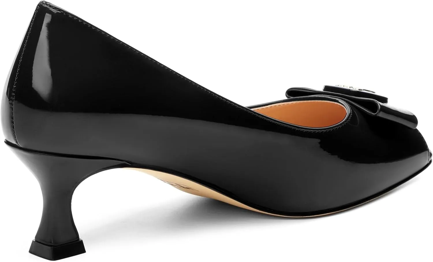 Womens Dress Peep Toe Patent Open Toe Slip On Dating ，Patent Slip On Bow Round Toe Bow Decorated Kitten Low Heel Pumps Shoes 2 Inch