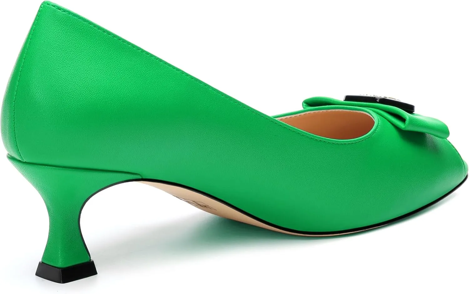 Womens Dress Peep Toe Patent Open Toe Slip On Dating ，Patent Slip On Bow Round Toe Bow Decorated Kitten Low Heel Pumps Shoes 2 Inch