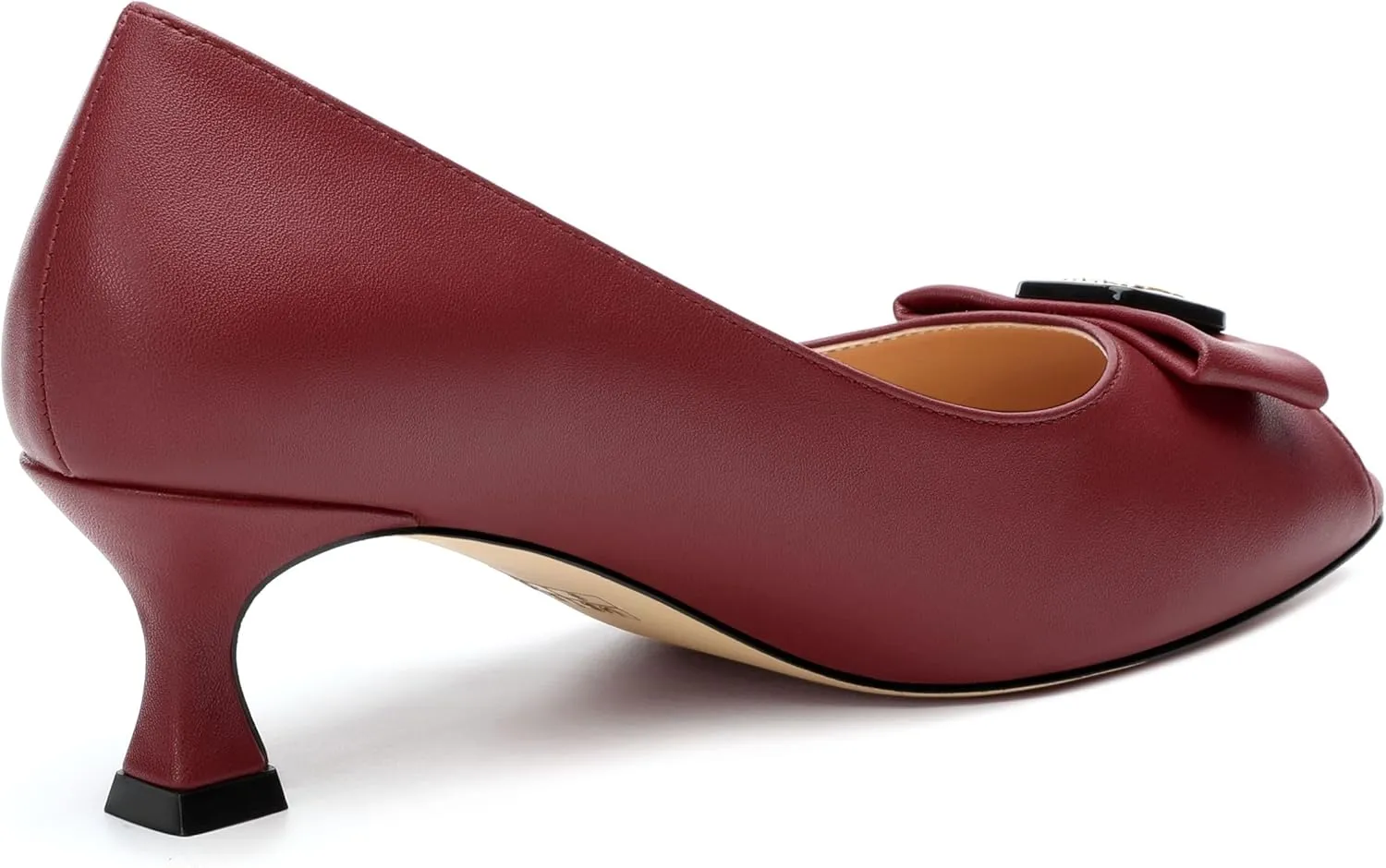 Womens Dress Peep Toe Patent Open Toe Slip On Dating ，Patent Slip On Bow Round Toe Bow Decorated Kitten Low Heel Pumps Shoes 2 Inch