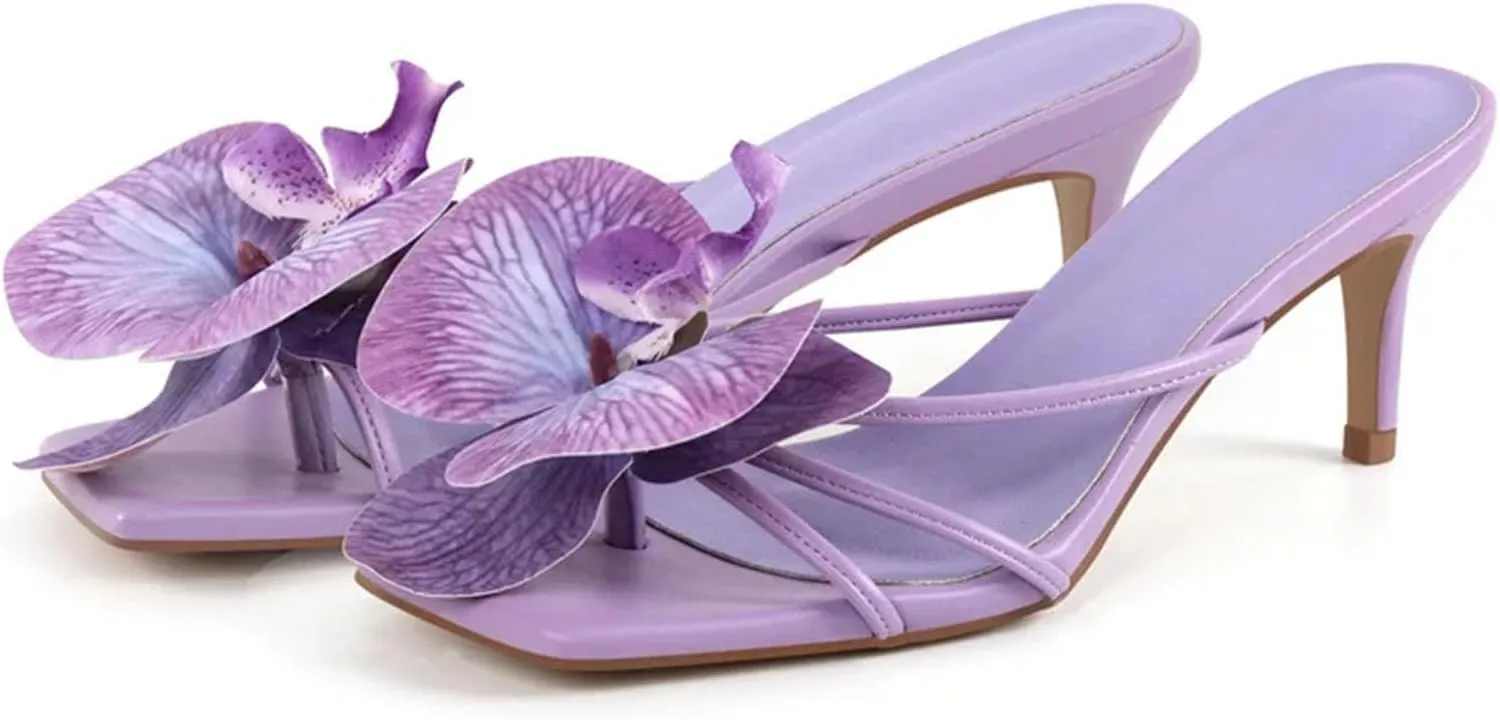 Women's Flower Flat Sandals - 6.5cm Open Toe Flip Flops