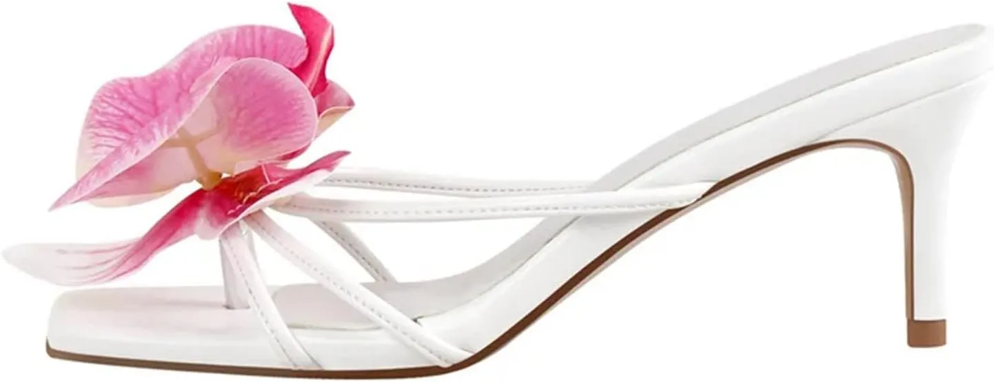 Women's Flower Flat Sandals - 6.5cm Open Toe Flip Flops