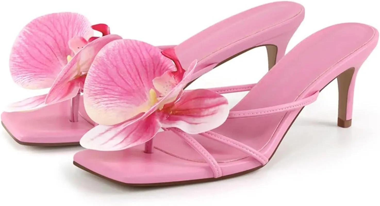 Women's Flower Flat Sandals - 6.5cm Open Toe Flip Flops