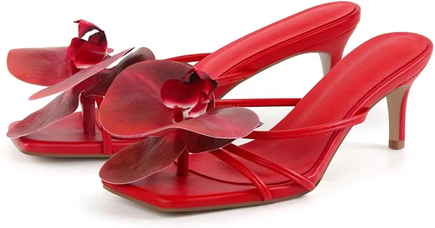Women's Flower Flat Sandals - 6.5cm Open Toe Flip Flops