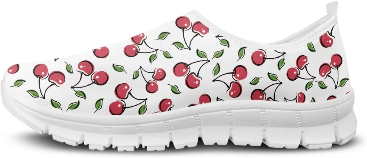 Women's Fruit Print Shoes Low Top Slip On Casual Walking Shoes Comfortable Soft-Soled Sports Running Flat Sneakers