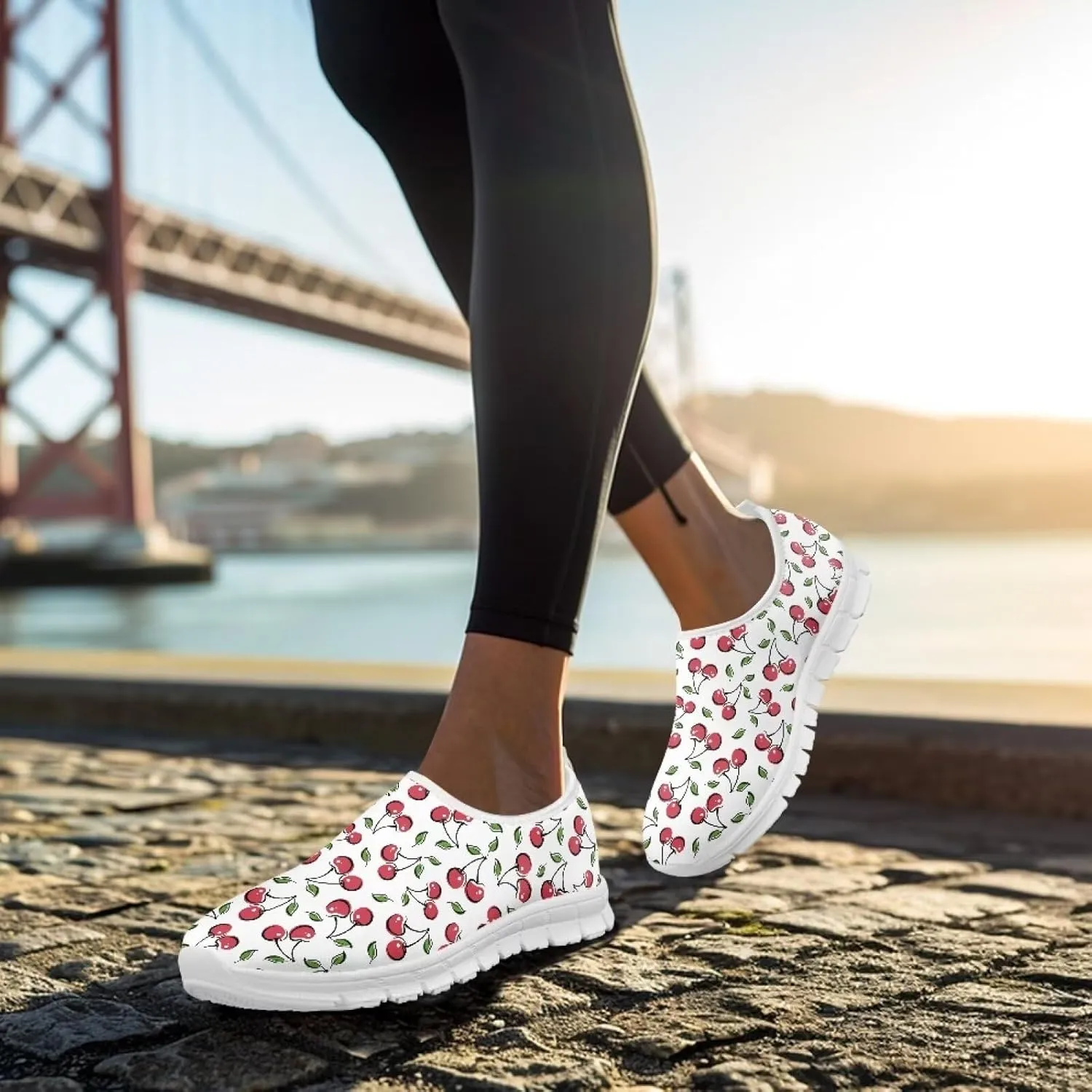 Women's Fruit Print Shoes Low Top Slip On Casual Walking Shoes Comfortable Soft-Soled Sports Running Flat Sneakers