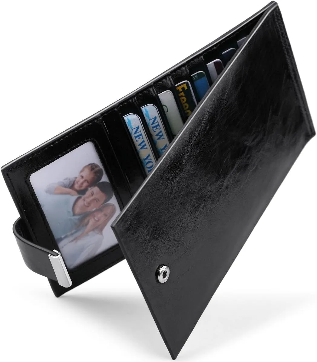 Women's Genuine Leather Credit Card Holder RFID Long Zipper Purse Wallet