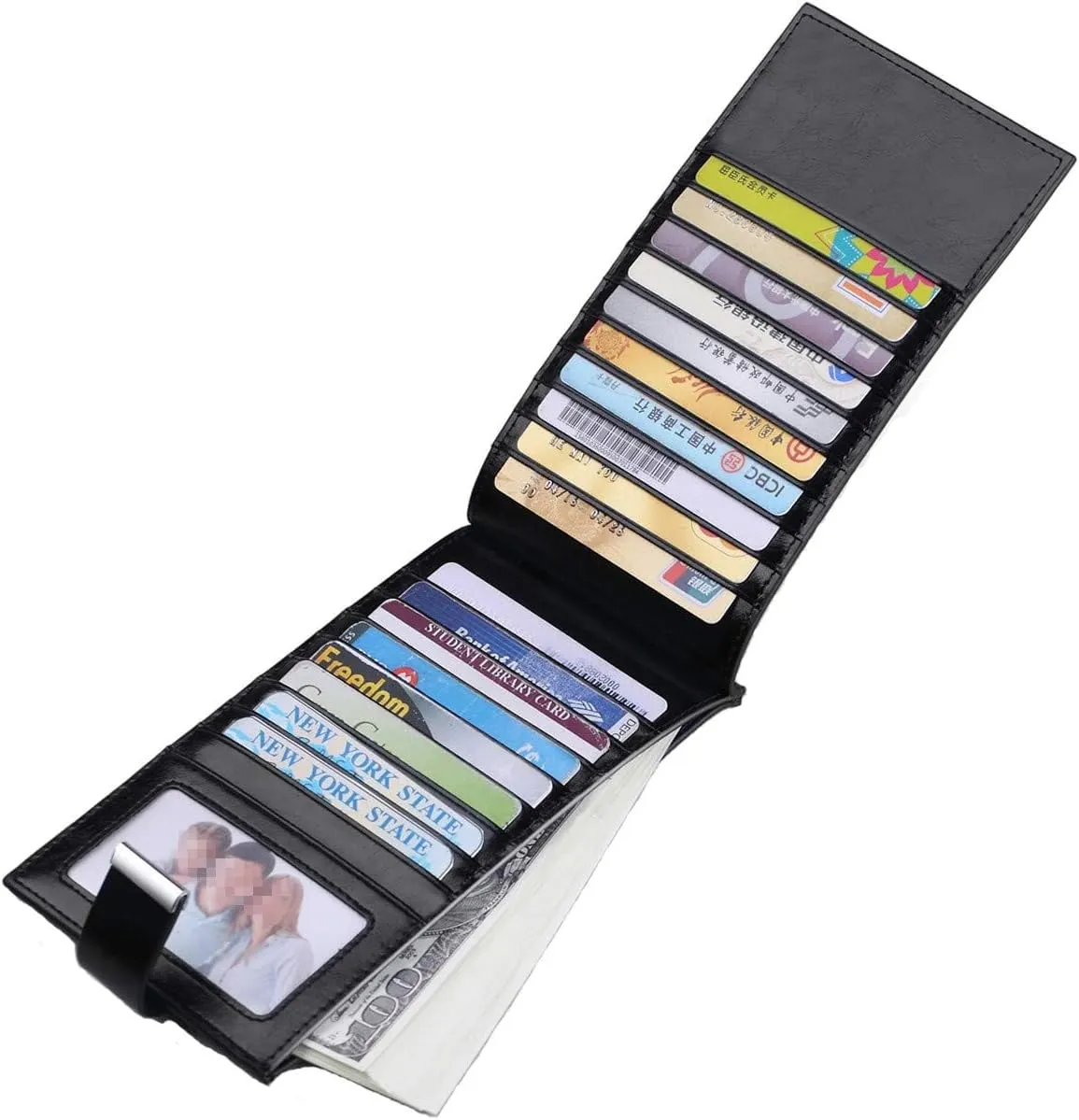 Women's Genuine Leather Credit Card Holder RFID Long Zipper Purse Wallet