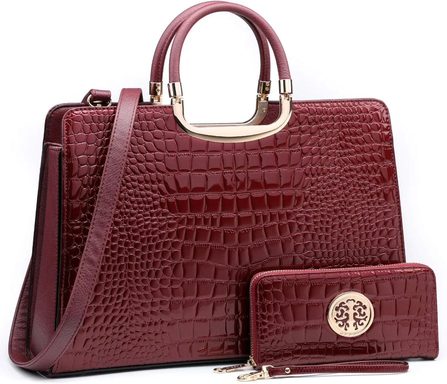 Womens Handbag Top Handle Shoulder Bag Tote Satchel Purse Work Bag with Matching Wallet