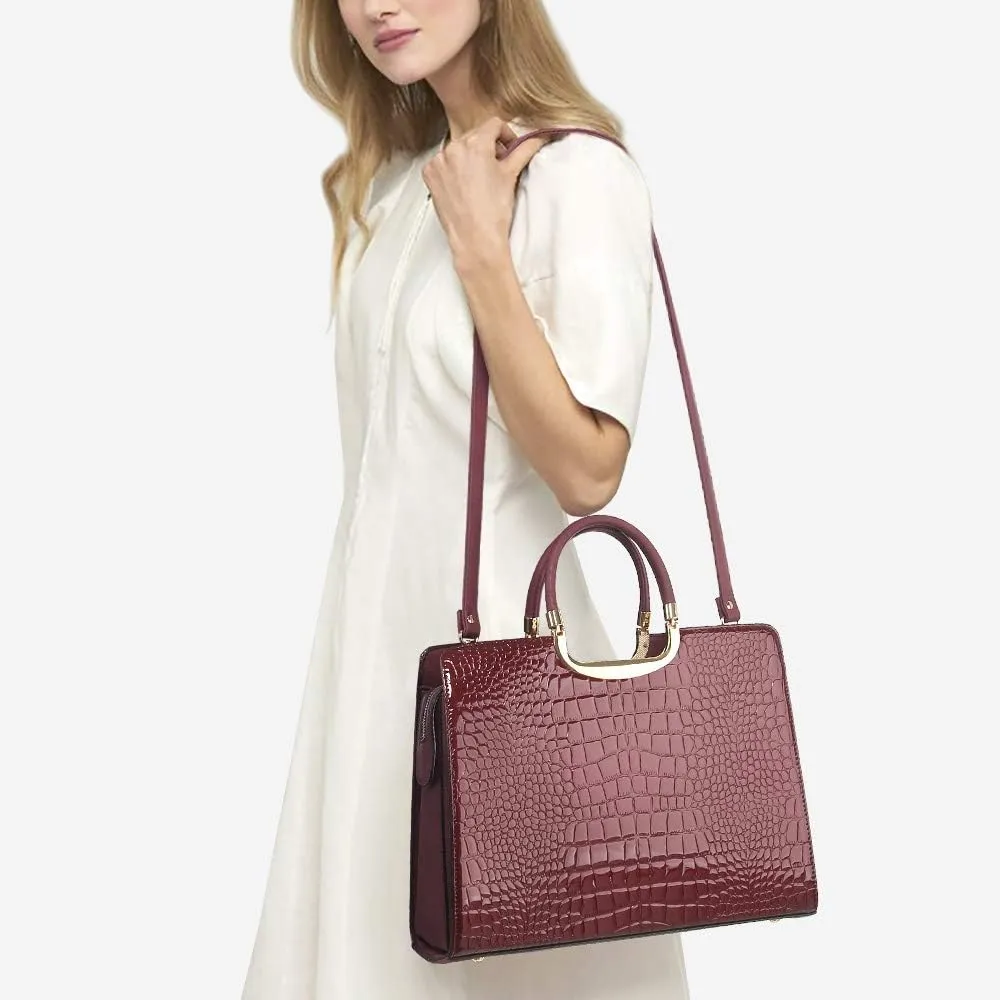 Womens Handbag Top Handle Shoulder Bag Tote Satchel Purse Work Bag with Matching Wallet