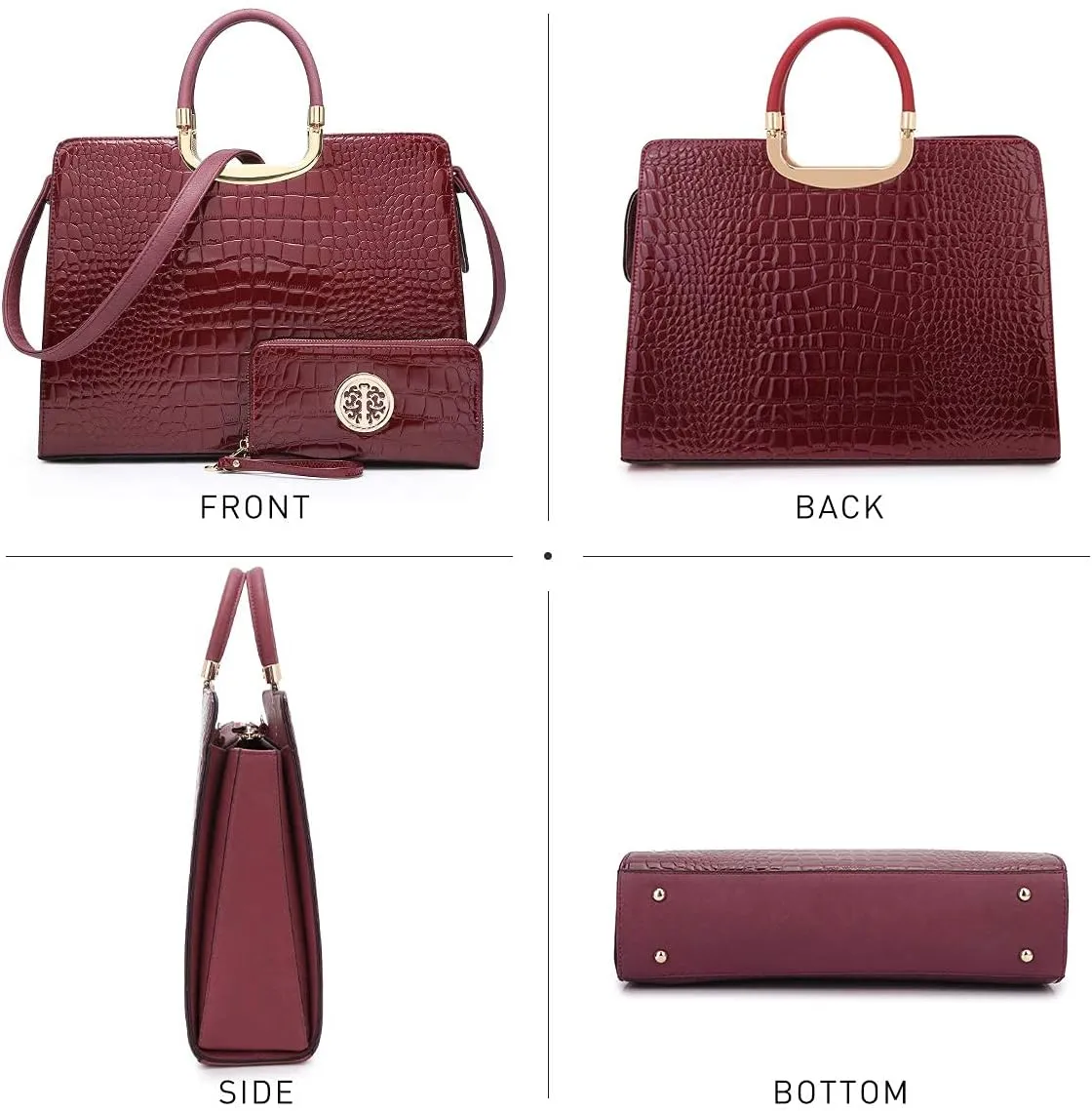 Womens Handbag Top Handle Shoulder Bag Tote Satchel Purse Work Bag with Matching Wallet